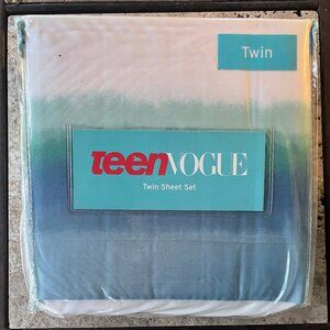 TEEN VOGUE Cotton Blend Twin Sheet Set - ELECTRIC BEACH (tie dye blue white)